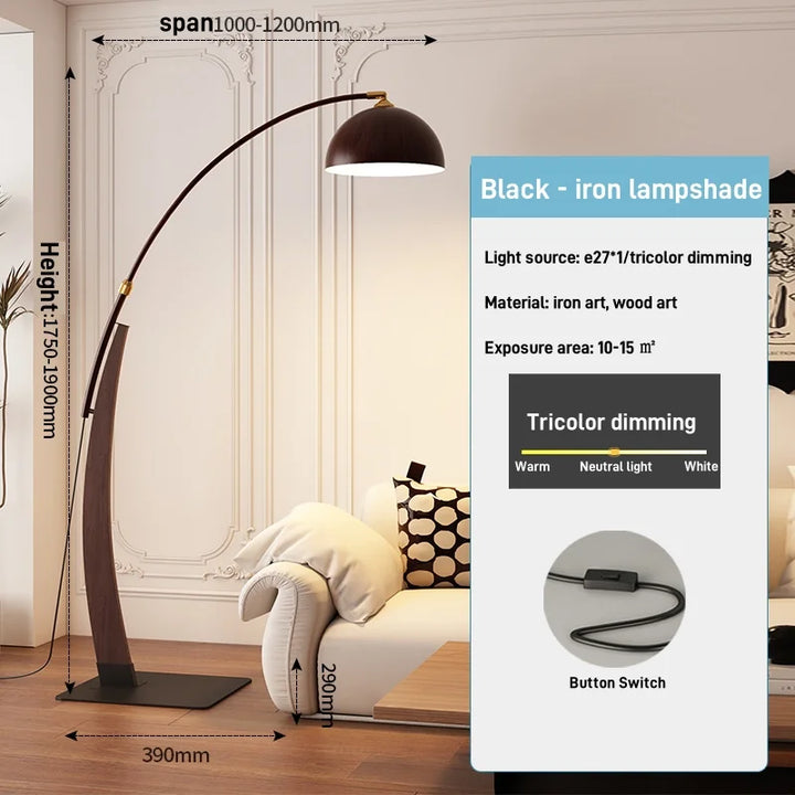 Vintage Wood & Metal Floor Lamp