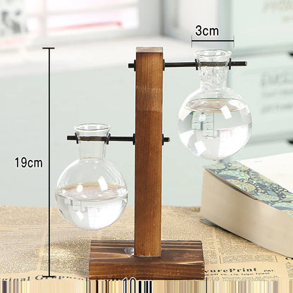 Glass Terrarium Vase with Wooden Frame