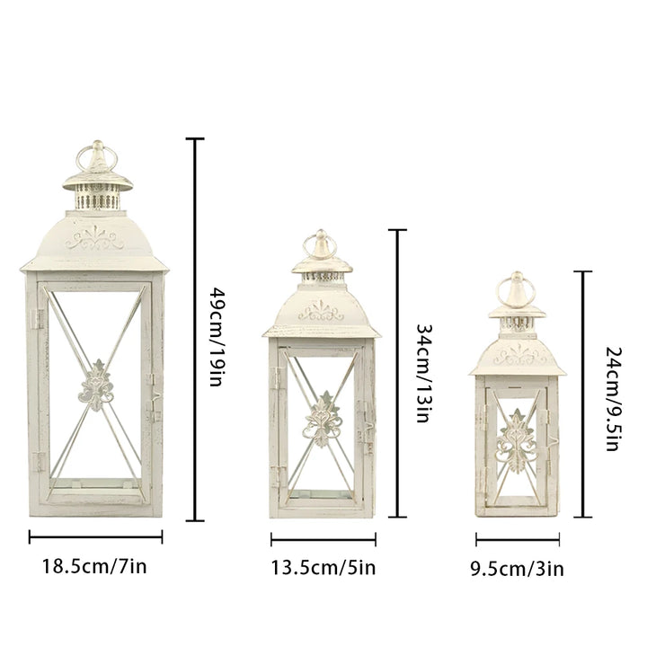White Stainless Steel Candle Lanterns