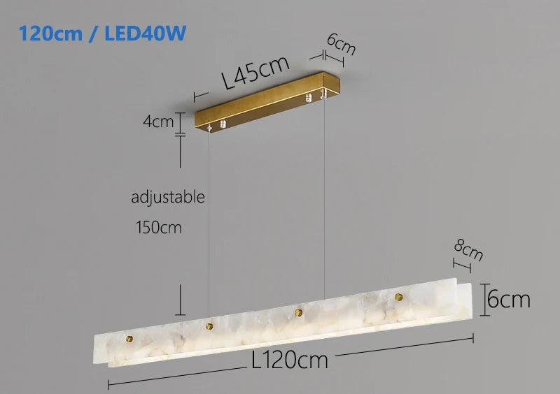 Natural Marble Linear Pendant Light