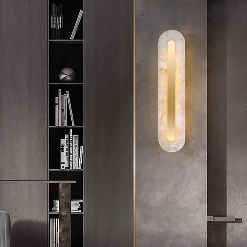 Copper and Marble Wall Lamp