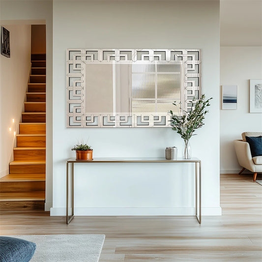 Modern Silver Rectangular Wall Mirror