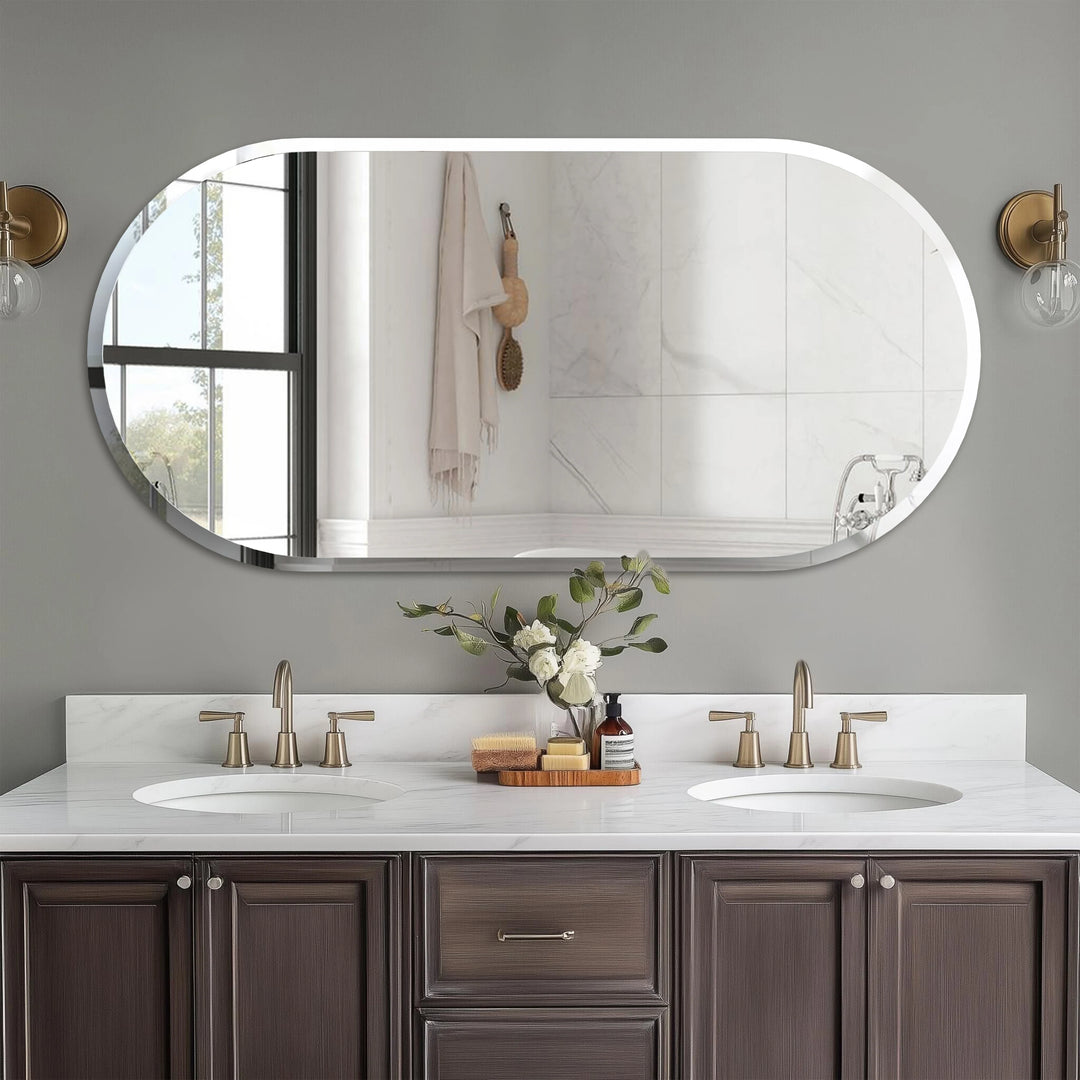 Oval Frameless Wall Mirror