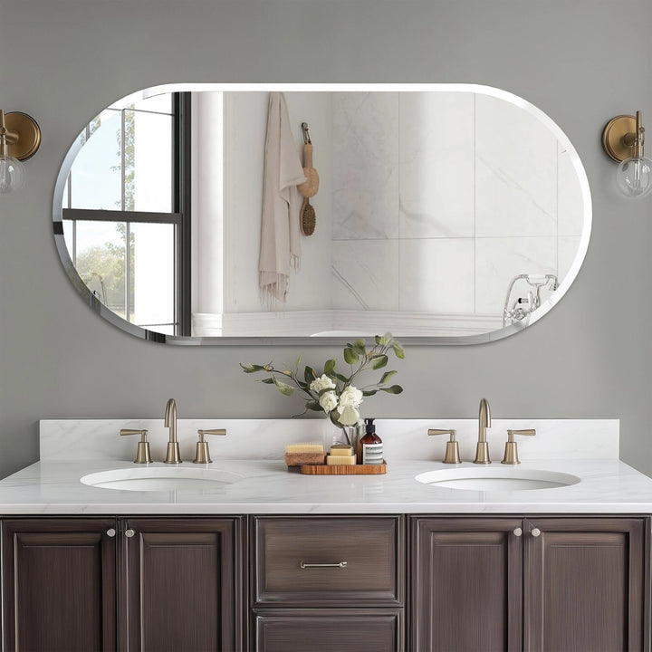 Oval Frameless Wall Mirror