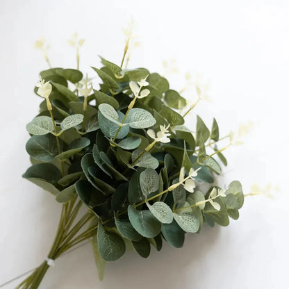 Bouquet of green leaves on a white background
